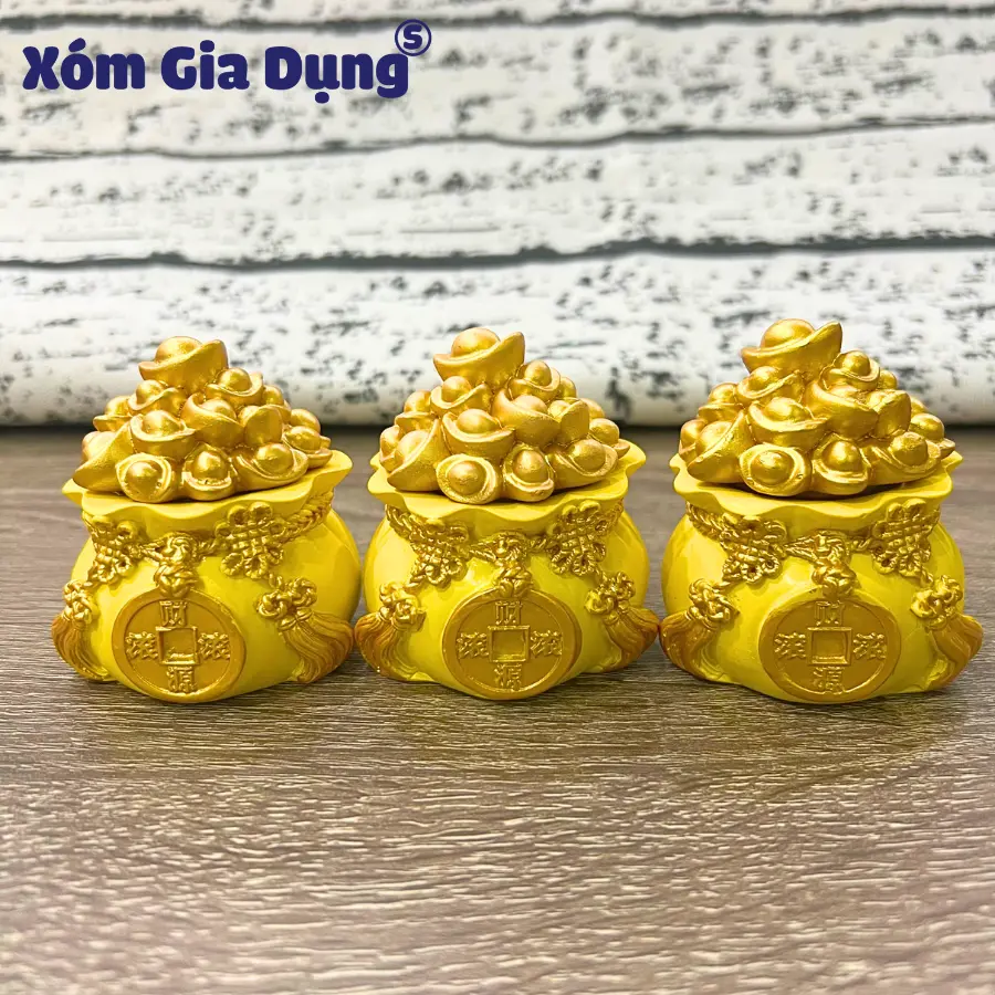 Combo 3 Hũ Đựng Muối Gạo Tài Lộc , Túi Thần Tài May Mắn Trang Trí Ban Thờ, phong thuỷ trong nhà Phòng Trang Trí Nhà Decor Decor Phòng men sứ cao cấp thành công