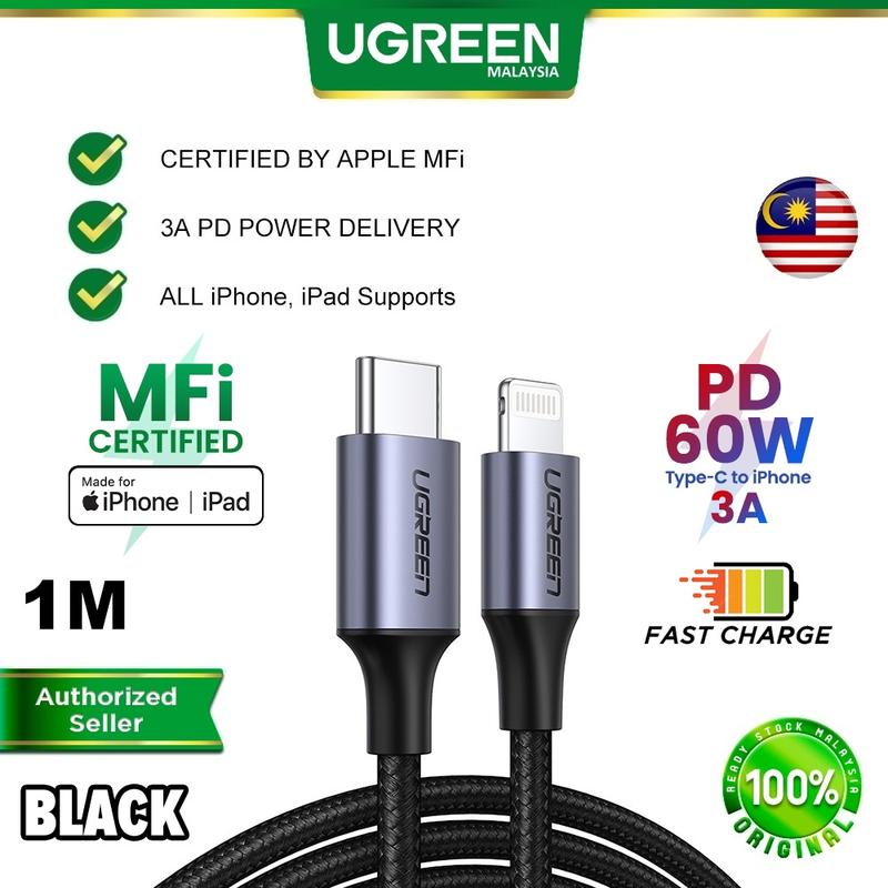 Ống Cáp USB Type C Sang Lightning MFi UGREEN PD 36W Cung Cấp Năng Lượng Sạc…