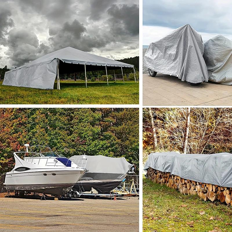 Product Introduction of Tarpaulin 2x2m 2x3 3*3 3x4 3mx5 Car Waterproof Shade Tarp Tent Camping Sun Shade Sail Double Silver Awning Canopy Rain Cover 7