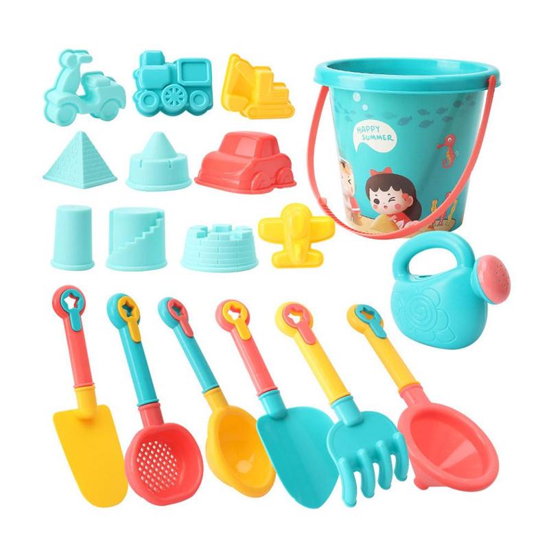 Product Introduction of Travel Beach Toys  Beach Toys Set With Sand Rake Watering Can Bucket Shovels Rakes Models Play Tools 18