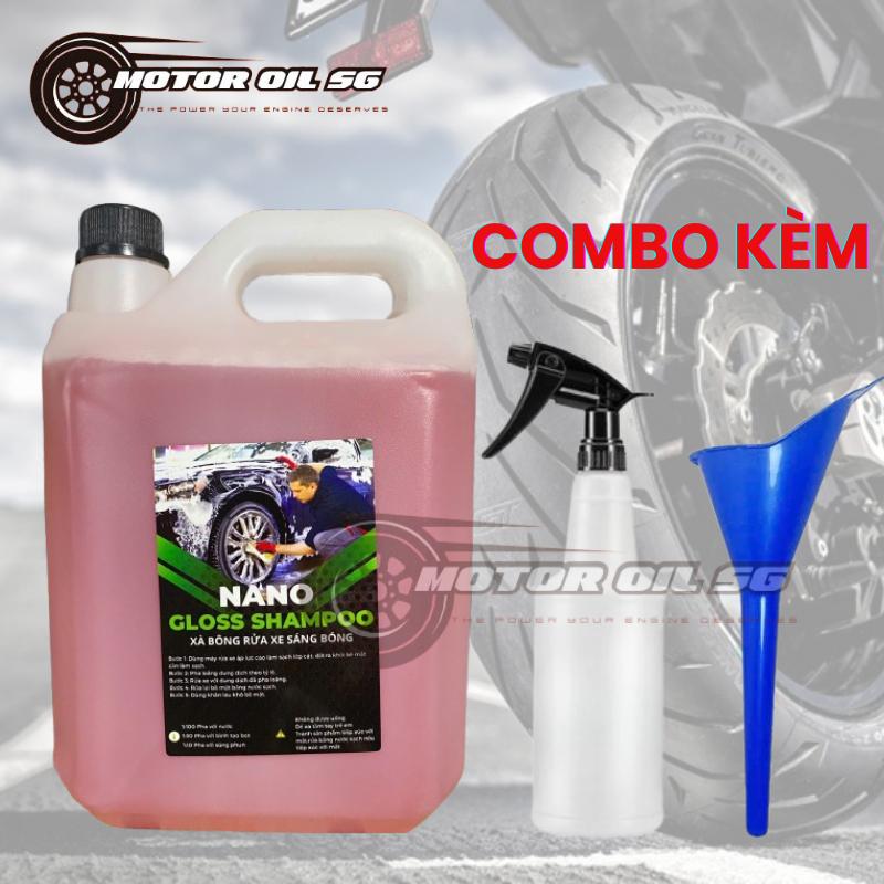   COMBO NANO KÈM BÌNH + PHỄU  Xà Bông Rửa Xe Bọt Tuyết 5L Hương Dâu Hoặc Nho + Bình Xịt Bọt Tuyết 850ml + Phễu Tiện Dụng 
