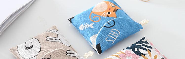 Product Introduction of Women Sanitary Napkin Tampon Storage Bag Cute Sanitary Pad Pouches Portable Makeup Lipstick Key Earphone Data Cables Organizer 17
