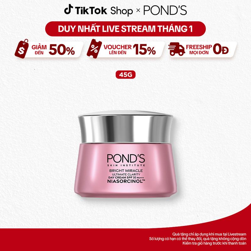 1 Kem Dưỡng Ngày Pond's Bright Miracle Với 50X Niasorcinol Hỗ Trợ Chăm Sóc Da Giảm Thâm Sạm Nữ 45G