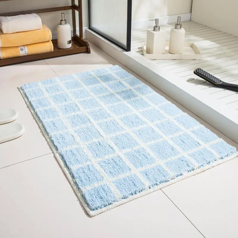 Blue Grid Bath Mat | Mint Home Floor Mat Door Mat - TikTok Shop Singapore