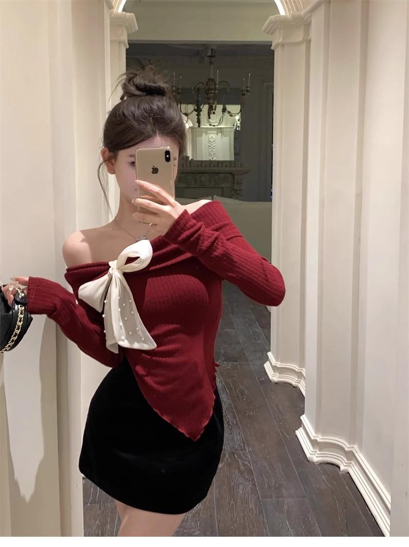Product Introduction of Trang Phục Mùa Đông Cho Nữ, Kiểu Trễ Vai, Dài Tay, Áo Phông, Hoàn Hảo Cho Năm Mới 5