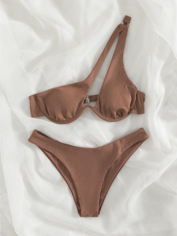 Product Introduction of Sexy Push Up Bikini Set Women Cut Out Swimsuit Summer One Shoulder Swimwear Female Bathing Suit Beachwear Lady High Waist Bikini 36