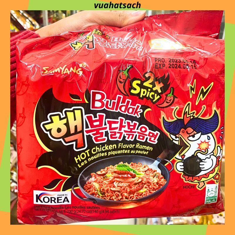  Bịch 5 gói mì khô gà siêu cay Samyang 2x Spicy Buldak Hàn Quốc - Mì khô gà cay x2 cấp độ cay gấp đôi 