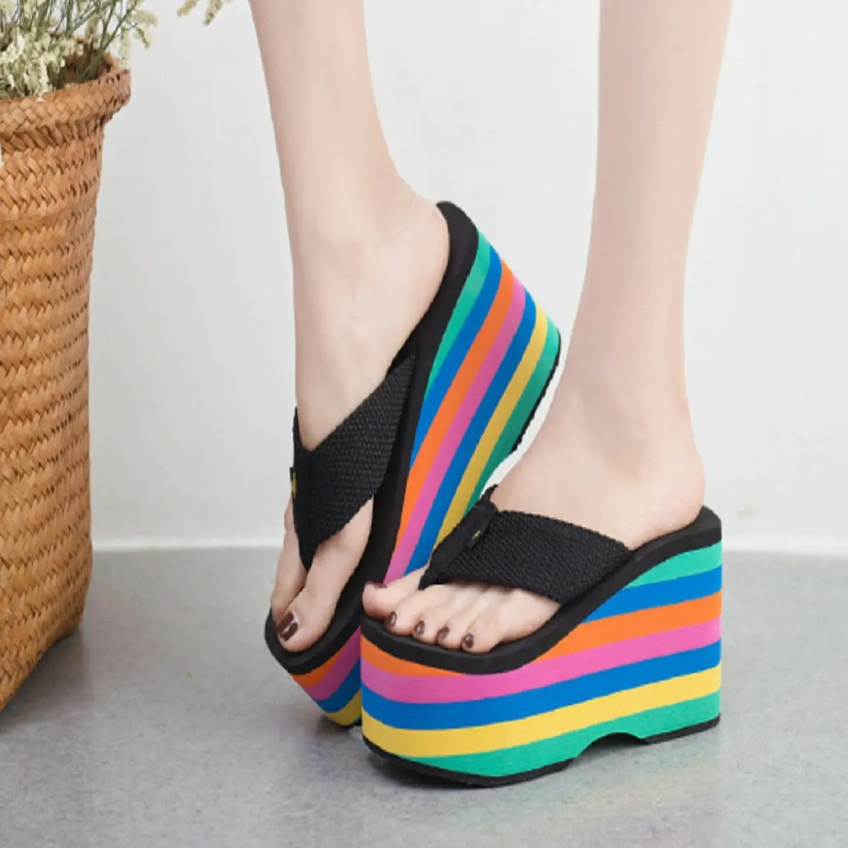 Dép kẹp xốp nữ xỏ ngón đế cao thời trang 9  phân GPSHP Dép kẹp Shoes DéP GiàY   dép xăng đan & dép tông dep  decao nude