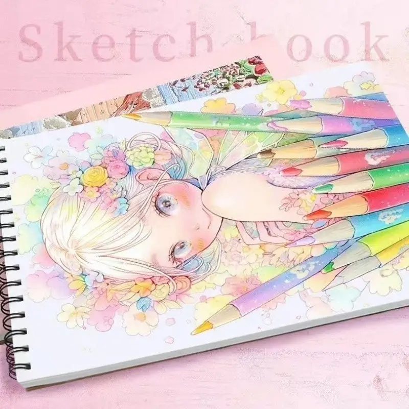 FIVEVOO Buku gambar/ Buku Melukis/ Sketchbook A4 / Buku Gambar Aesthetic/ Buku Gambar Vertikal Jilid Spiral 45 Halaman/ Buku Melukis 5