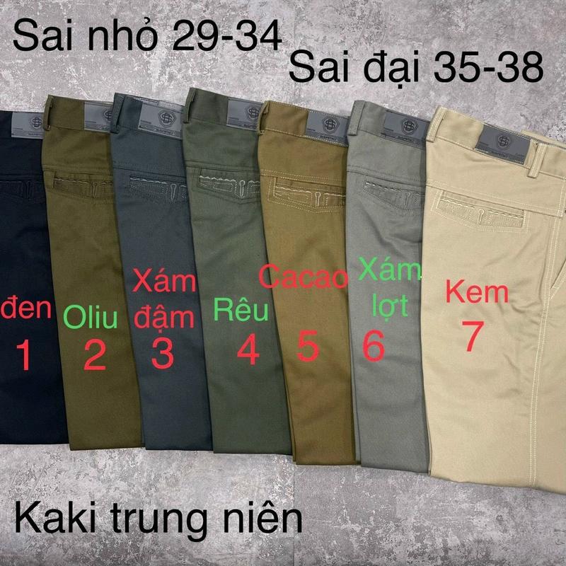 Quần kaki trung niên ống xuông trơn chất vải dày Nam Menswear