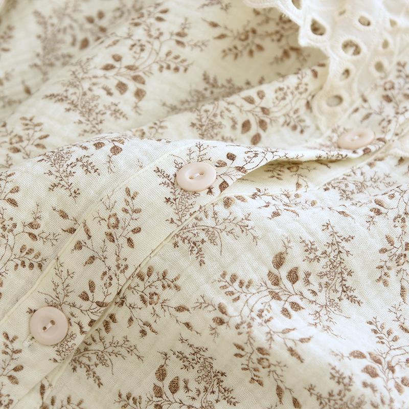 Bộ Đồ Mặc Nhà Dài Tay Cao Cấp Chất Liệu Xô Muslin Mát 8