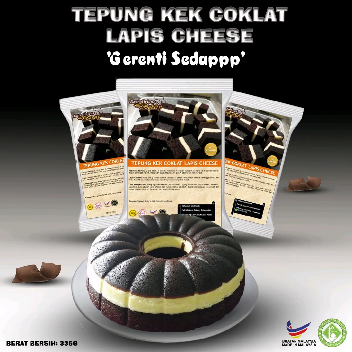 TEPUNG KEK COKLAT LAPIS CHEESE