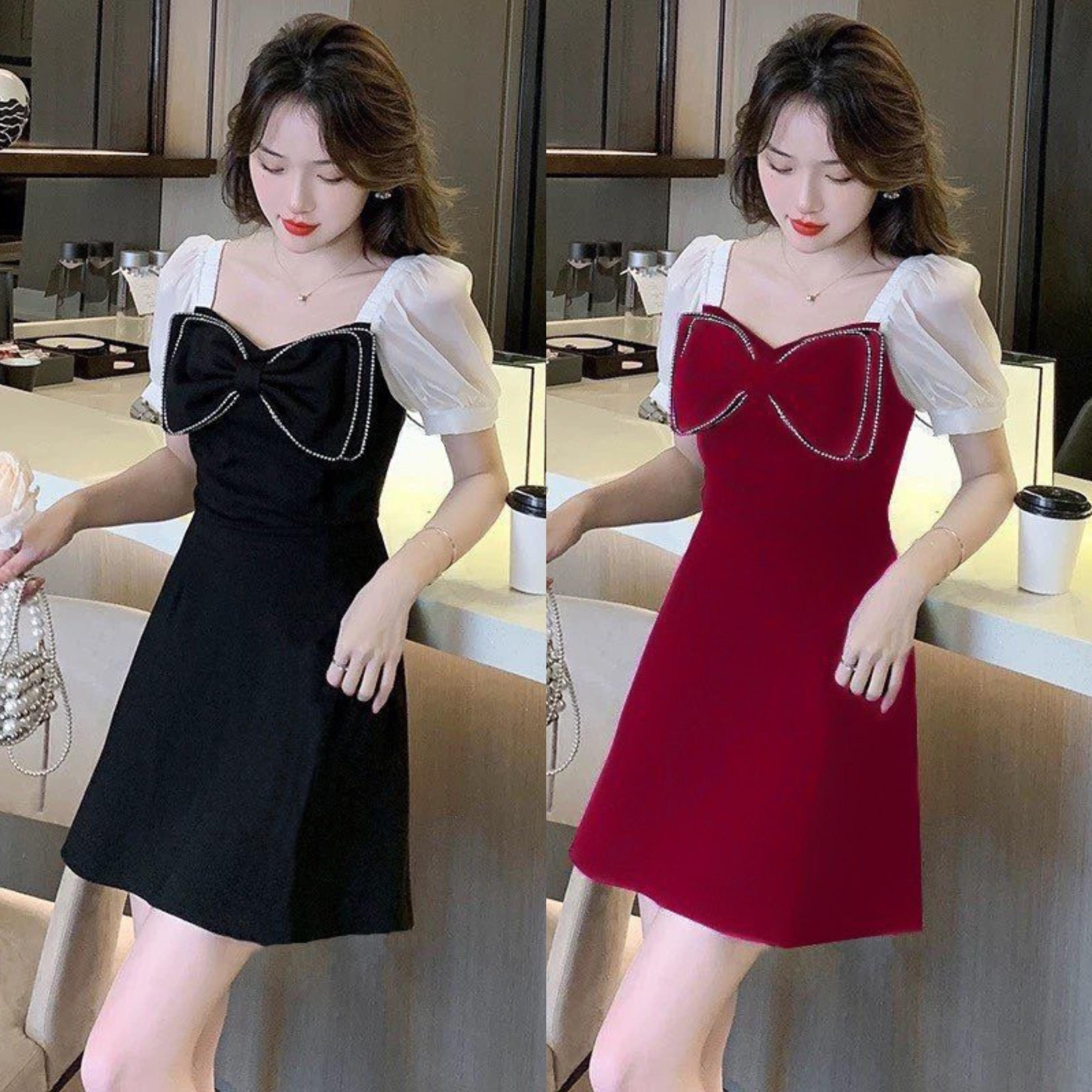 Thời Trang Bigsize Váy Dự Tiệc 50 - 100Kg Vải Cotton Lạnh Cao Cấp Thanh Lịch Nữ Dress Women Voan Đen - A.1099
