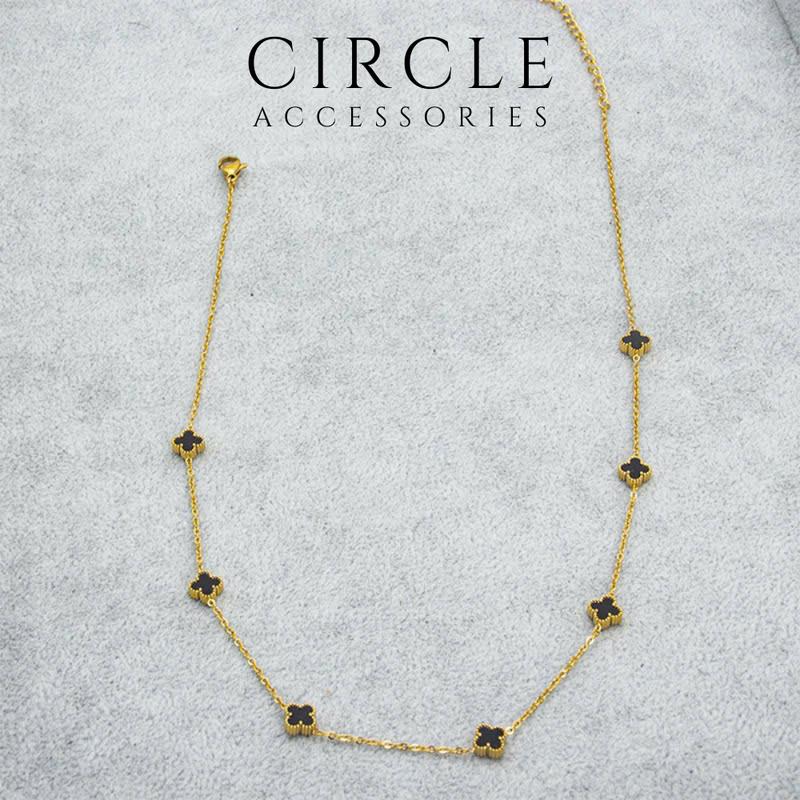 Vòng cổ cỏ 4 lá Titan không gỉ, size mini nhiều màu 7mm mạ vàng 18K bền màu, sang trọng, dây chuyền 4 lá 7 hoa phụ kiện trang sức đi tiệc