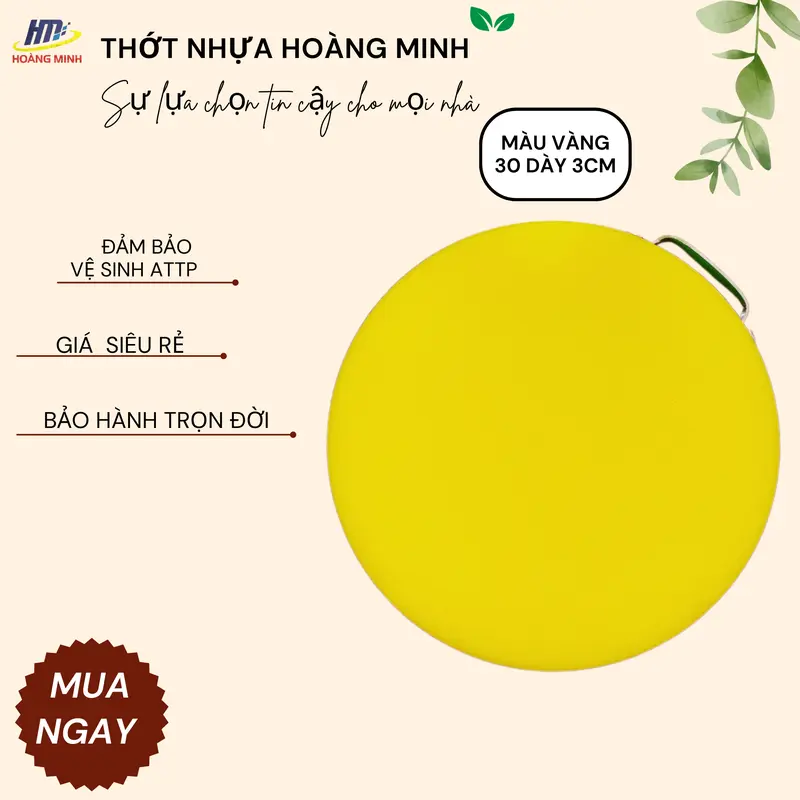 Thớt nhựa tròn 30x3cm nhựa nguyên sinh HDPE, hàng nguyên khối 6