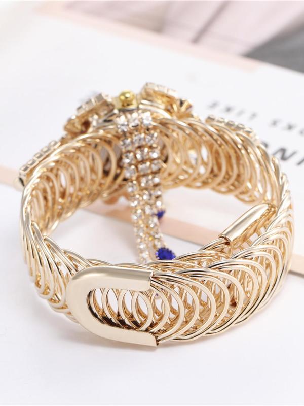 Women's Luxury Elegant Fashion Rhinestone Decorated Round Dial Analog Quartz Watch, Exquisite Trendy Wristwatch for Women & Girls, without Box 3