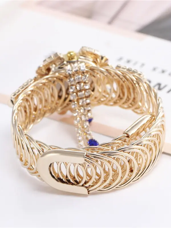 Women's Luxury Elegant Fashion Rhinestone Decorated Round Dial Analog Quartz Watch, Exquisite Trendy Wristwatch for Women & Girls, without Box 3