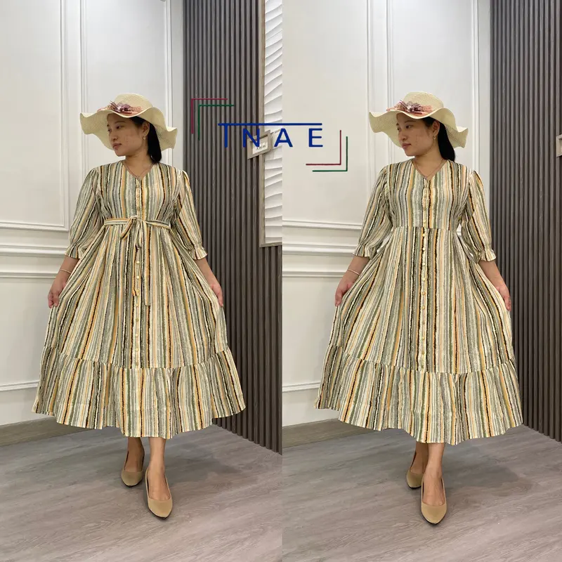 TNAE Felin salur warna-warni midi Dress crinkle madam premium 173 0