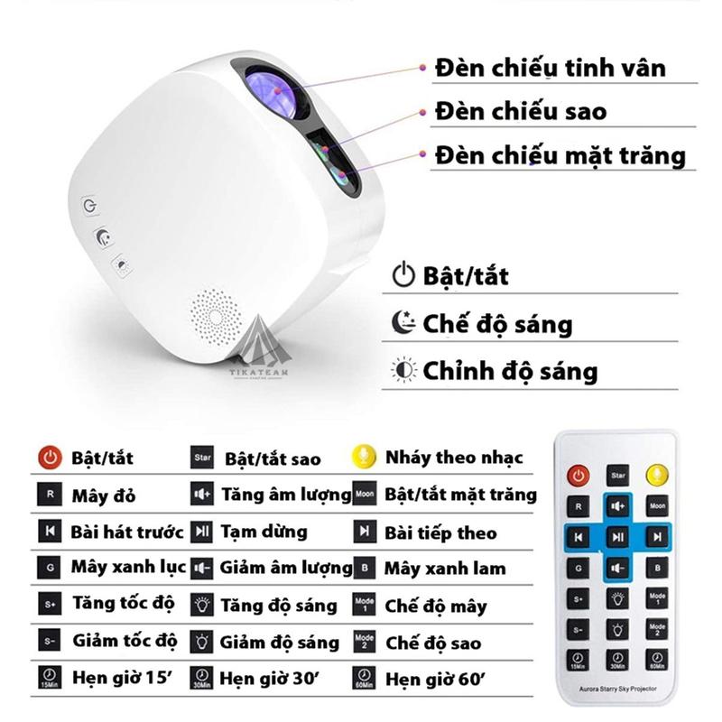 Đèn Thiên Hà V2 Loa Bluetooth Chế Độ Mây, Sao Chuyển Động Kết Hợp Nháy Theo Nhạc 4