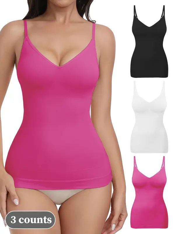 Women's Solid Shapewear Cami Top without Bottom, High Stretch Tummy Control Shaper, Ladies Shapewear for All Seasons, Tummy Tuck Shapewear 6
