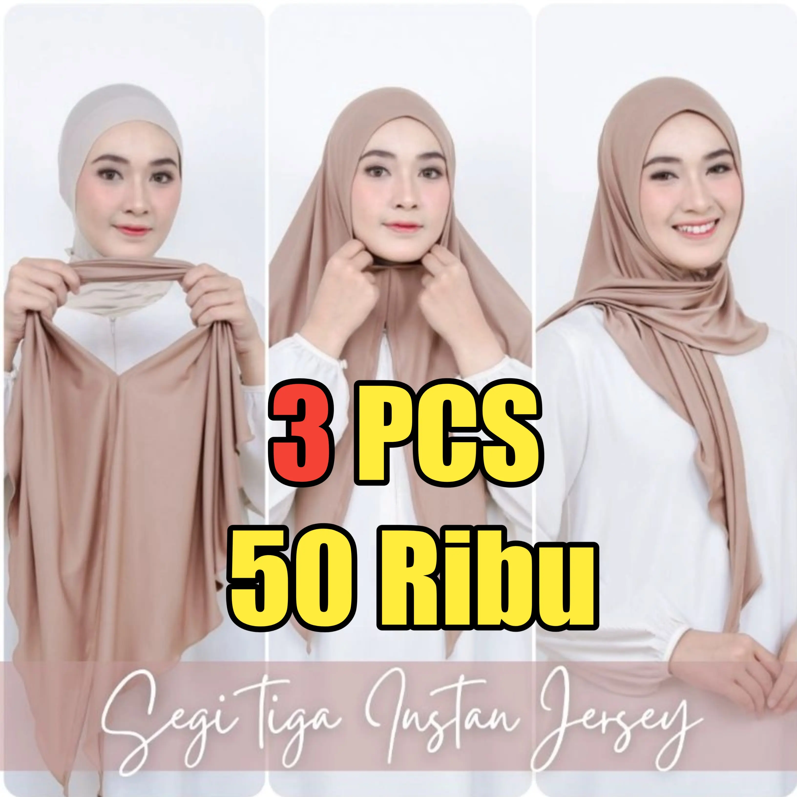 HIJAB SEGITIGA INSTAN JERSEY 50 RIBU DAPAT 3 PCS Tebal Muslim