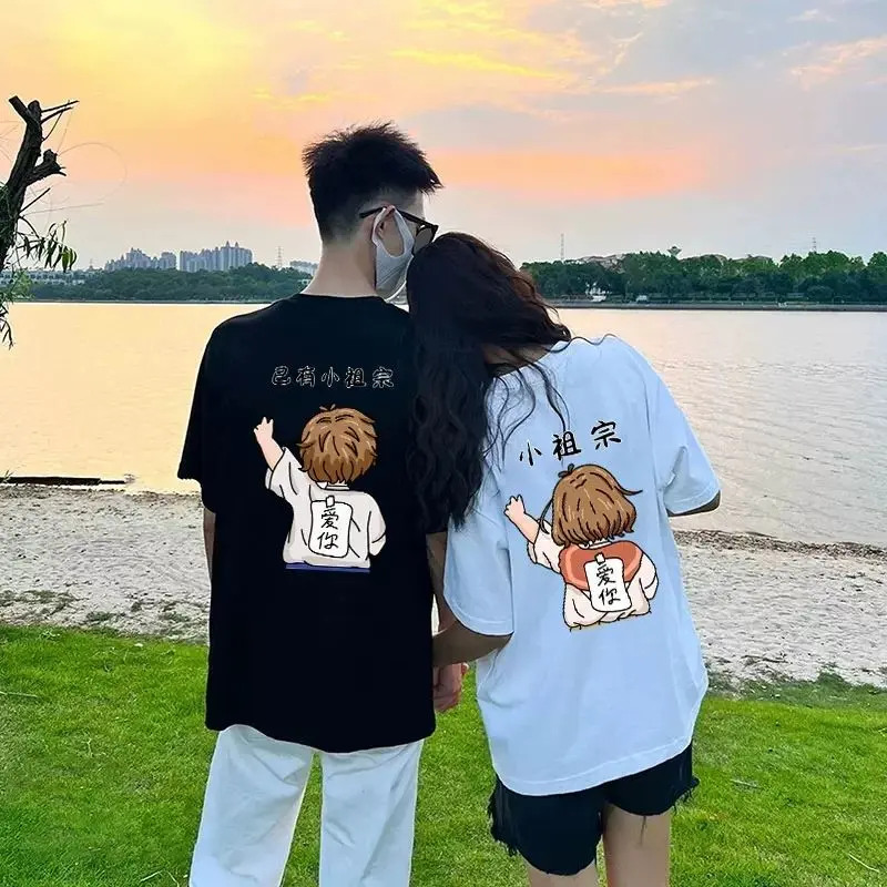 Trang Phục Mùa Hè, Trang Phục Cặp Đôi, Áo Phông Dáng Rộng Rãi, Cao Cấp, Hàng Mới Về, Bộ Đồ ngắn Tay Đặc Biệt Nữ Top 7
