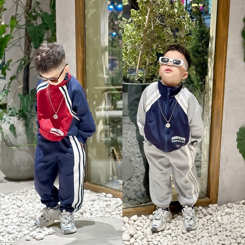 [ MỠ.KIDS ] D29 SET bộ quần áo cổ trụ dài tay KHOÁC KHÓA POSITIVE chất nỉ ép haida mềm mix gió mềm size 9-27kh