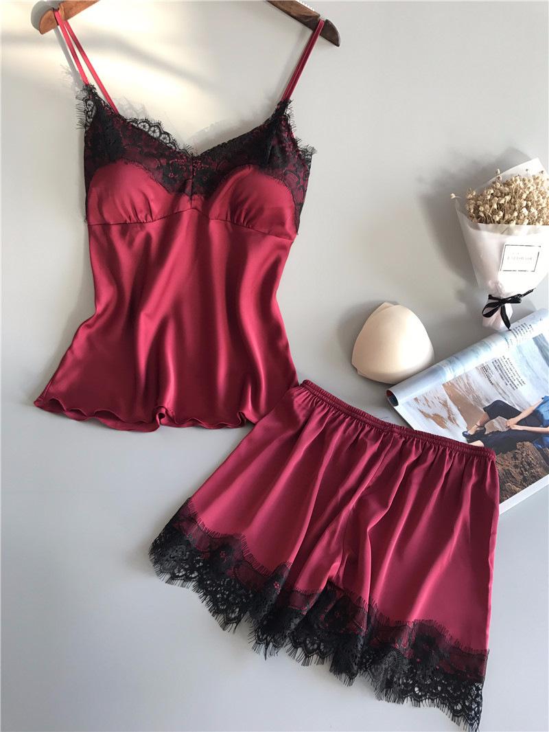Product Introduction of Women's Underwear Women's Camisole Dress Set Ice Silk Lightweight Nightdress Home Nightdress Soft and Comfortable sexy pajamas 9