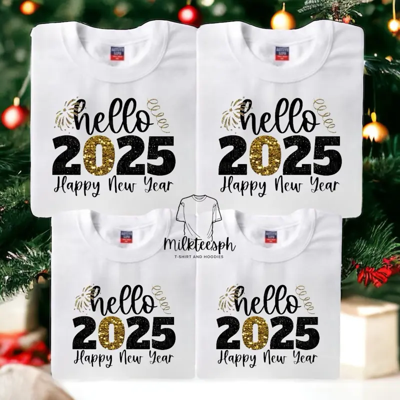 Hello 2025 Happy New YearT-shirt Tees Unisex Top Womenswear Check Lingerie Summer Streetwear Comfort Crewneck Casual Short Sleeve