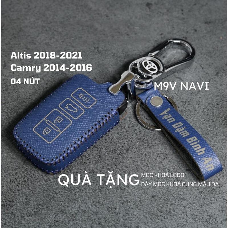 Bao da bọc ốp chìa khoá xe ô tô Toyota Altis 2018-2021, Camry 2014-2016, da bò thật Móc Khóa Móc Khoá
