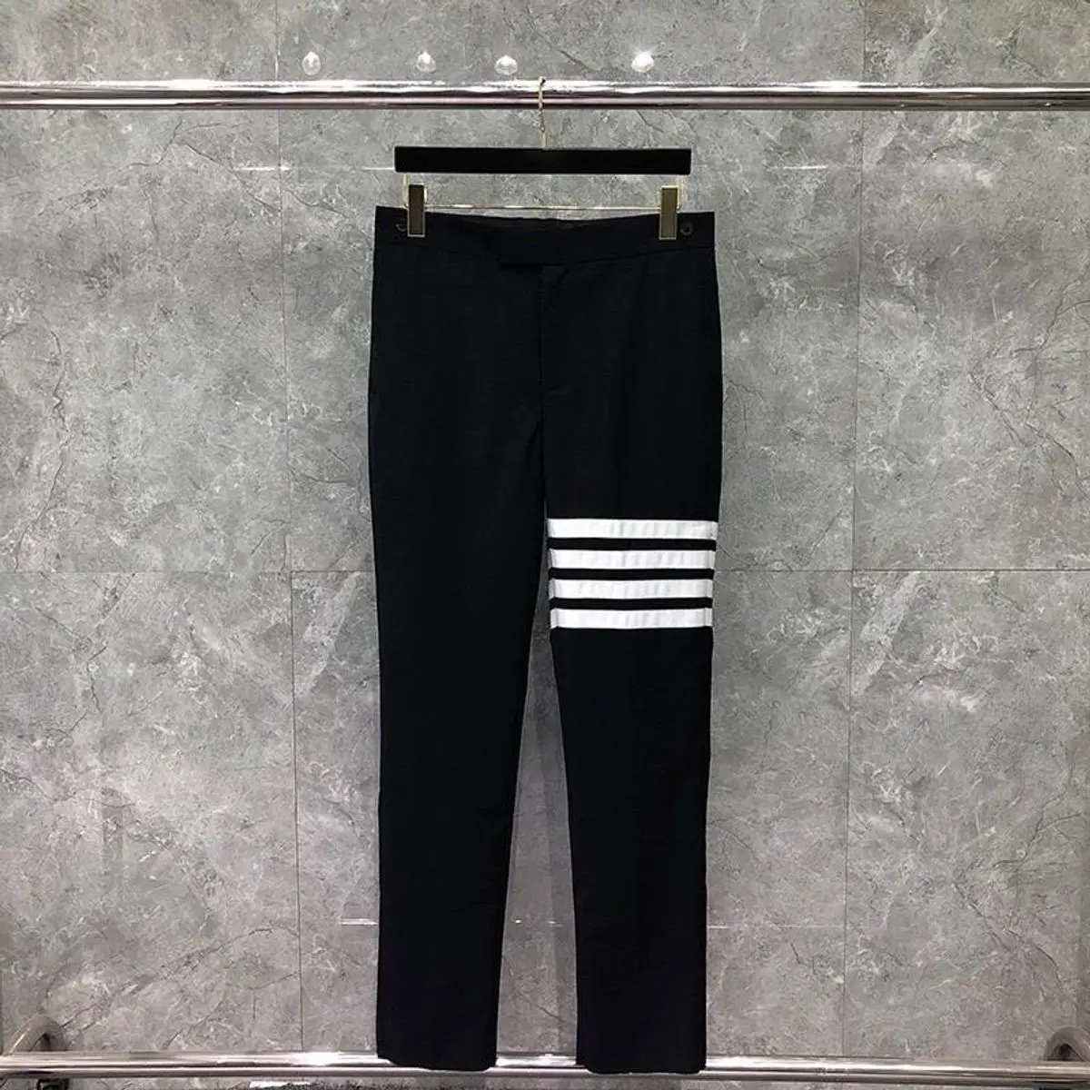 Quần Âu 3 Sọc Và 4 Sọc dành cho Học Sinh Màu đen Nam Menswear quần  tây