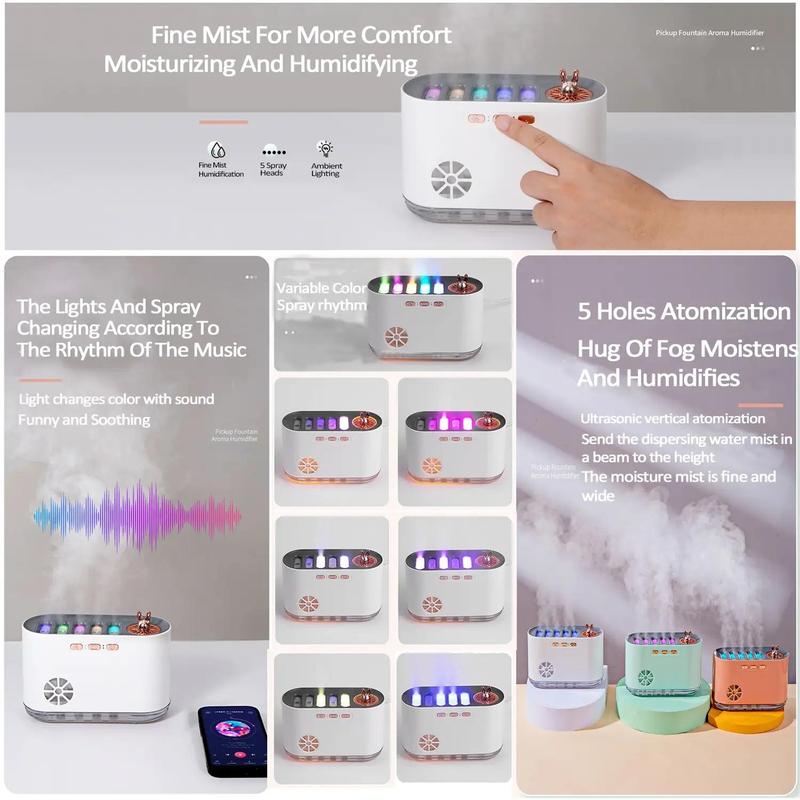 700ml RGB Color Changing Music Sync Humidifier, USB Powered Home Humidifier with Aroma Grid, Mini Humidifier for Bedroom, Gaming Room, Living Room, Essential Diffuser 6