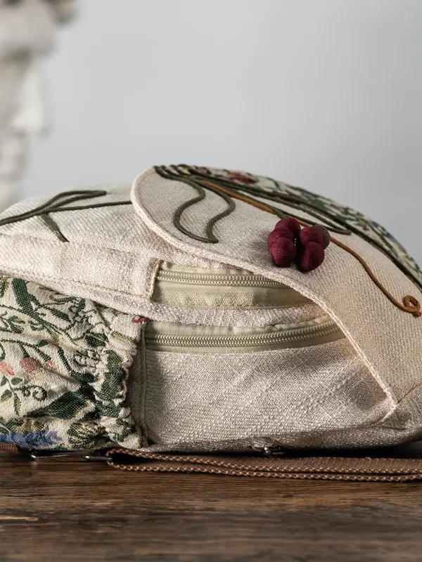 Boho Style Embroidered Backpack, Bohemian Vintage Style Multi-compartment Backpack, Fashionable Backpack for Women & Men 7