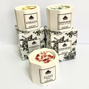 Natural scented candle concrete pot - lilin aromaterapi mini 35gr Buah Gift