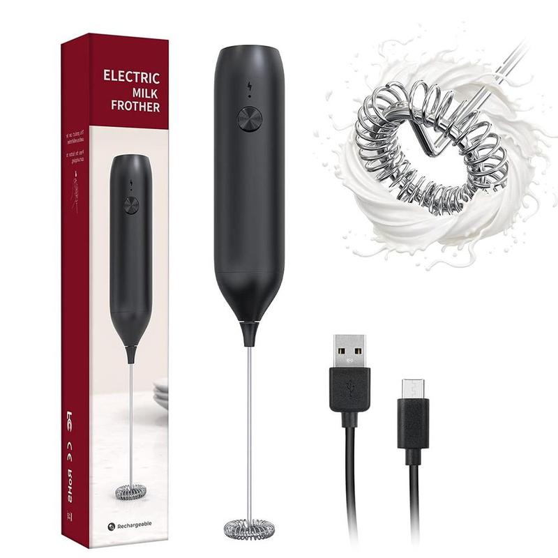 Handheld Electric Milk Frother, Type-C Rechargeable Coffee Milk Frother, Household Kitchen Appliances 0