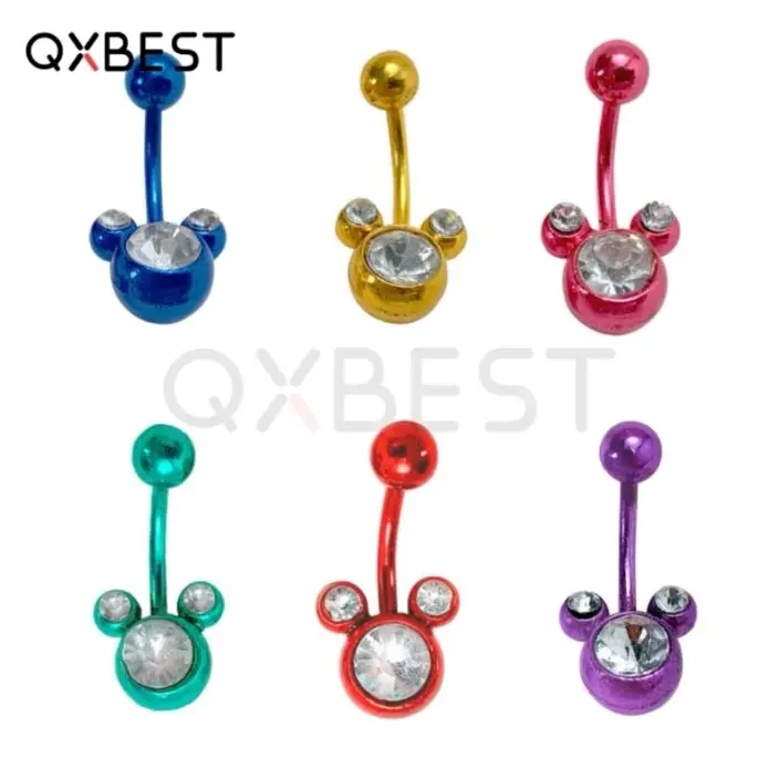 จิวสะดือสแตนเลสแท้ จิวหูสแตนเลสแท้  Navel with 2 CZ (NV.2CZ) Korean earring navel CZ Stainless Steel ascessories