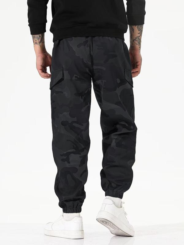 Men's Camo Print Drawstring Waist Jogger Pants, 2024 New Style Regular Fit Casual Pocket Trousers for Fall & Winter, Men's Bottoms for Daily Wear, Pants for Men 4