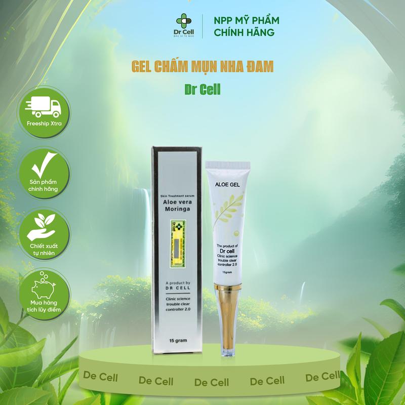 DR CELL Gel Chấm Mụn Aloe Vera – Hỗ Trợ Làm Dịu Da Giảm Sưng Đỏ Phù Hợp Mụn Viêm Mụn Li Ti Mụn Dị Ứng Cấp Ẩm & Làm Mát Da – Tuýp 15ml Chính Hãng Nữ Skincare Kem chấm mụn