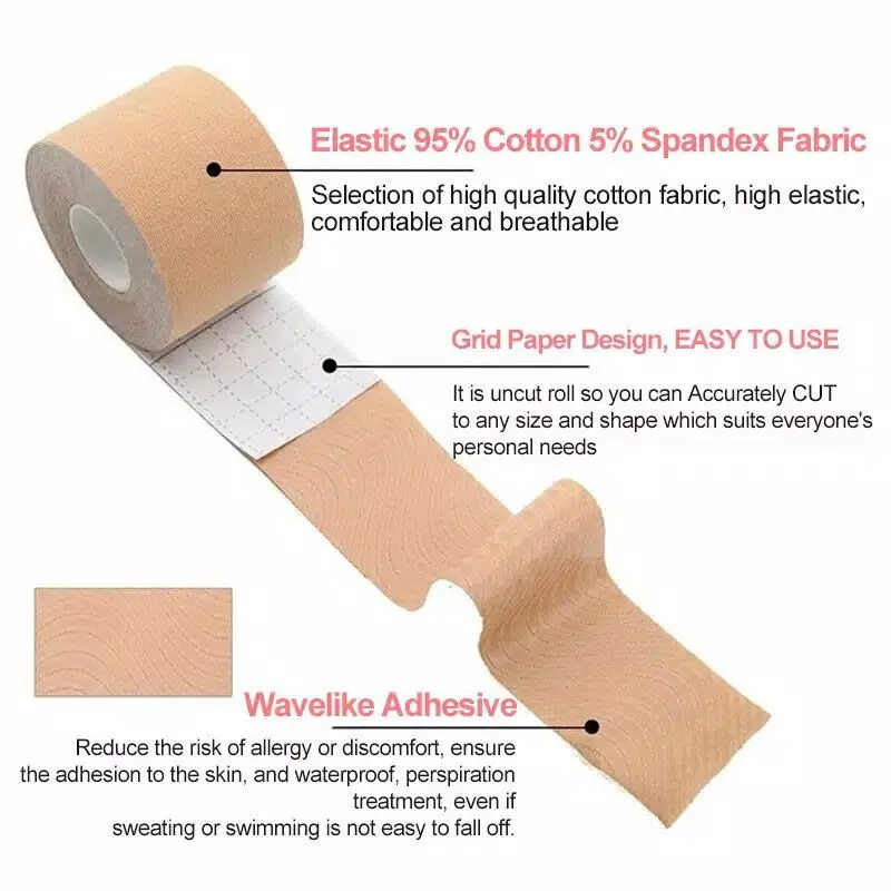(VIORA) Boob Tape | Breast Tape | Penutup Payudara | Body Tape Roll Solatip  Pengangkat Payudara Bra Bh Tempel Nipple Cover 5m x 5cm | Elastis  | Instan  | Invisible S682 6
