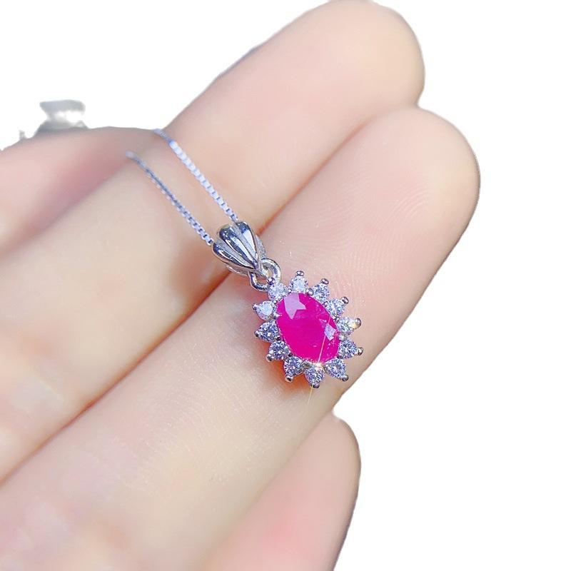Product Introduction of Natural Colored Gemstones - Promotion - Big Diamond DIY New Natural 4 * 6mm Ruby Set 925 Silver Ladies - 2025 New Hot Sale (Weddings, Friends, Couples Gifts) 5