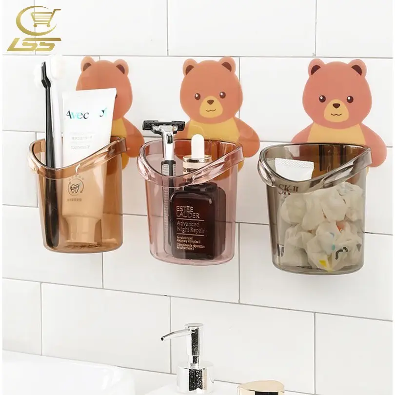 Toothbrush Holder Cup Drain Cup Storage Wall-mounted Toothbrush Toothpaste Rack Storage Bottles Grey