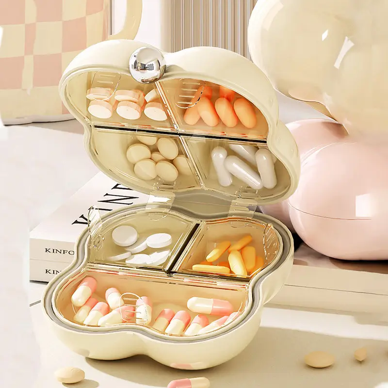 Vinnatsu Pill Box Mini Segel Kotak Obat Travel Case Jewel Daily Pill Box/Kotak Tempat Obat 8 Sekat Kotak Pil Tahan Air/Permata Kotak Perjalanan 4