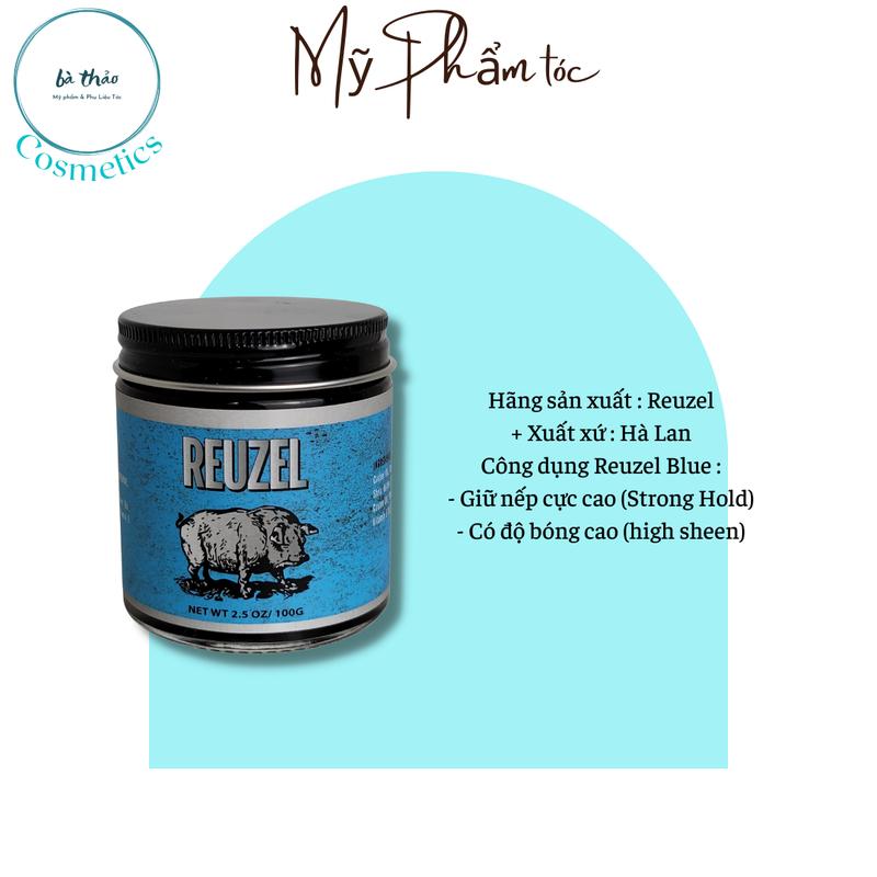 Sáp vuốt tóc nam REUZEL thuỷ tinh xanh tạo kiểu tóc siêu giữ nếp bồng đẹp,clay wax