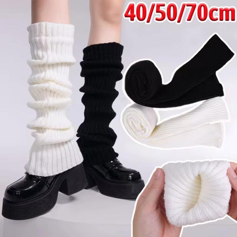 Bọc Chân Dệt Kim Lolita, 1 Đôi, Có Kích Thước 40 / 50 / 70cm, Màu Trắng Và Đen, Vớ Đan, Mũ Bọc Bốt, Quần Legging Ấm Áp, Thích Hợp Cho Mùa Thu Và Mùa Đông, Hàng Mới Về 1