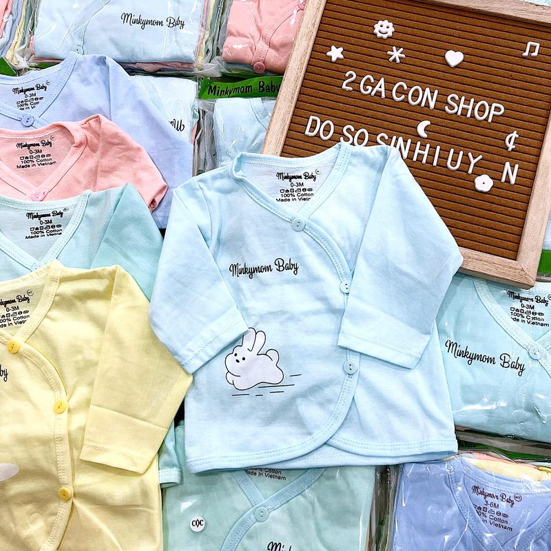 Combo 5 Áo sơ sinh ngắn dài tay Minky cài chéo Cho Bé 3-9kg