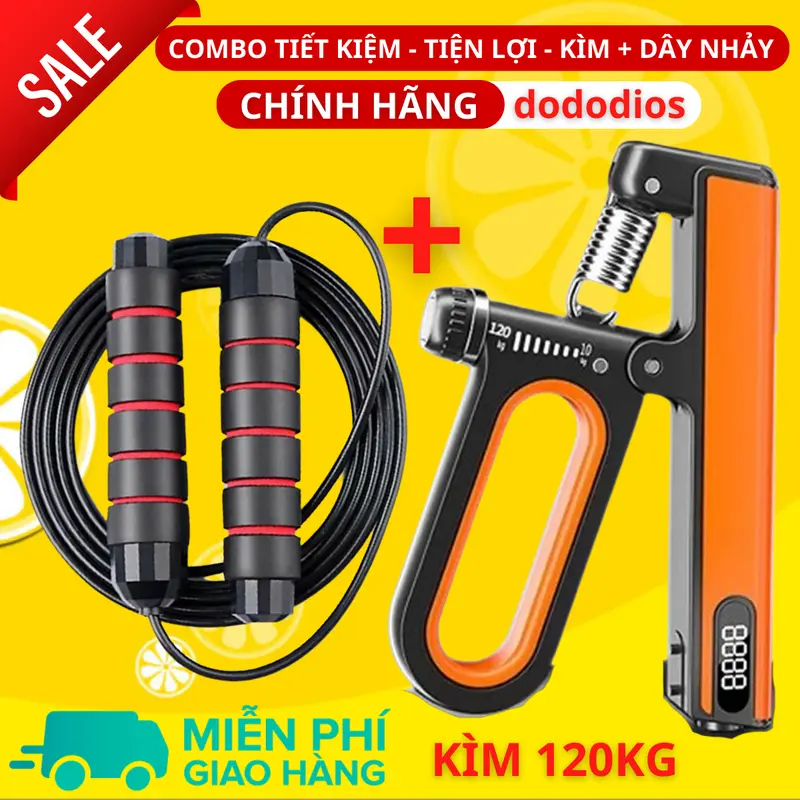 Combo Kìm Bóp Tay Dây Nhảy Lõi Thép - Kìm 60kg Và 120kg - Màn Hình Điện Tử Đếm Số - Hãng Dododios 4