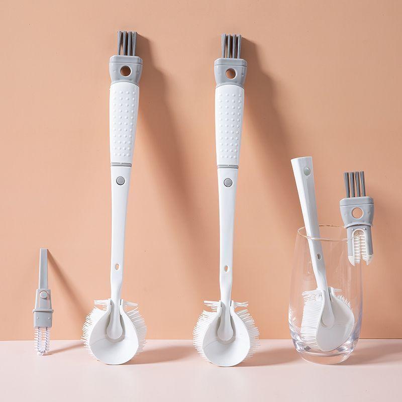 Long handled silicone bottle cleaning brush, five in one cup brush, foldable brush head with no dead corners, multifunctional cup cleaning brush 1
