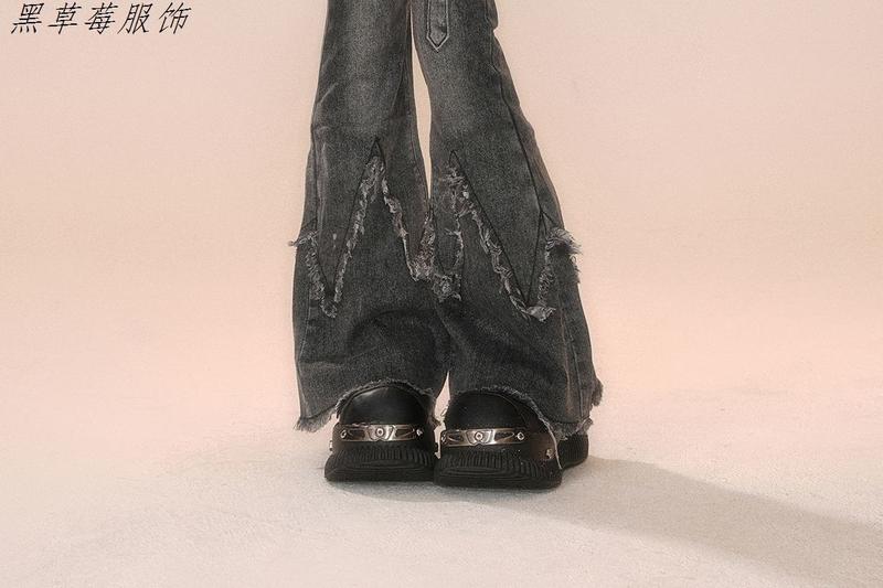 Product Introduction of Quần Dài Ống Loe Denim, Cỡ Nhỏ Kiểu Mỹ, Thiết Kế Ôm Sát, Đường Khâu Sờn, Phong Cách Cổ Điển Nhỏ Màu Đen Và Xám, Dành Cho Thời Trang Thu Đông Của Phụ Nữ Women Pants 7
