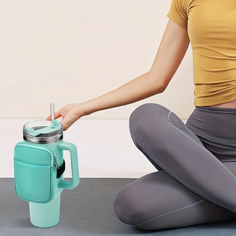 Product Introduction of Water Bottle Pouch, 1 Count Tumbler Pouch with Pocket, Portable Bottle Body Storage Bag for Cards, Keys, Wallet, Earphone, Drinkware Accessories 4