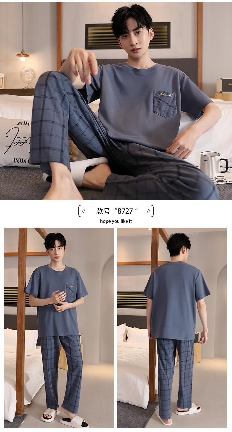 Product Introduction of Middle-Aged Father Men's Pajamas Summer Three-Piece Cotton Short Sleeve Thin plus Size Men's plus-Sized plus-Sized Homewear 26